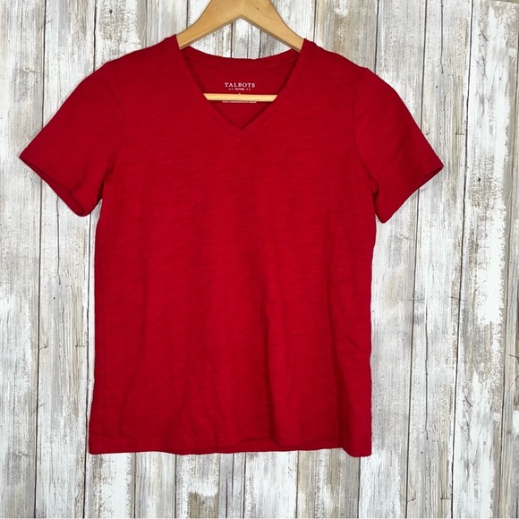 Talbots Tops - Talbots Vibrant Red V-Neck Tee